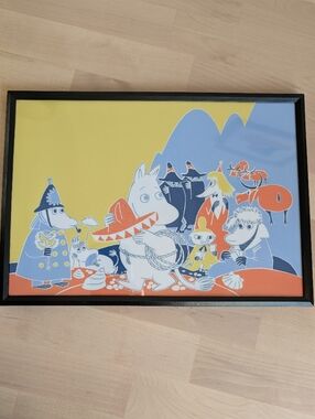 Moomin With Mexican Hat Wall Art Print In Black Frame, Poster 20x30cm